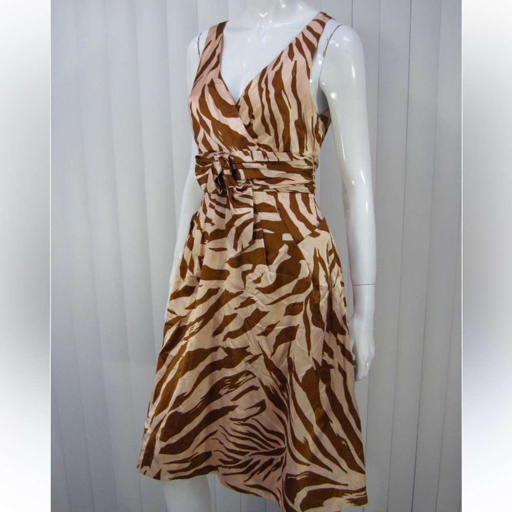 Marc By Marc Jacobs Tan and Cream Zebra Print Midi Dress